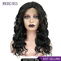 Curly Synthetic Lace Front Wig Deep T Part Natural Hairline Curly Wave Wig Heat Resistant Middle Length Free Cap miniinthebox