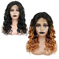 Curly Synthetic Lace Front Wig Deep T Part Natural Hairline Curly Wave Wig Heat Resistant Wigs Free Cap miniinthebox
