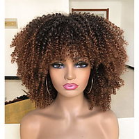 Curly Wigs for Black Women Short Kinky Curly Afro Wigs with Bangs 14inch Fashion Afro Full Wigs(88) miniinthebox