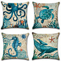 Cushion Cover 1PC Linen Soft Decorative Square Throw Pillow Cover Cushion Case Pillowcase for Sofa Bedroom 45 x 45 cm (18 x 18 Inch) Superior Quality Mashine Washable Pack of 1