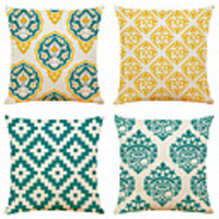 Cushion Cover 4PC Linen Soft Decorative Square Throw Pillow Cover Cushion Case Pillowcase for Sofa Bedroom 45 x 45 cm (18 x 18 Inch) Superior Quality Machine Washable