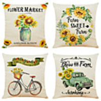 Cushion Cover 4PC Linen Soft Decorative Square Throw Pillow Cover Cushion Case Pillowcase for Sofa Bedroom 45 x 45 cm (18 x 18 Inch) Superior Quality Machine Washable