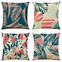 Cushion Cover 4PC Linen Soft Decorative Square Throw Pillow Cover Cushion Case Pillowcase for Sofa Bedroom 45 x 45 cm (18 x 18 Inch) Superior Quality Machine Washable