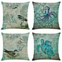 Cushion Cover 4PC Linen Soft Decorative Square Throw Pillow Cover Cushion Case Pillowcase for Sofa Bedroom 45 x 45 cm (18 x 18 Inch) Superior Quality Machine Washable