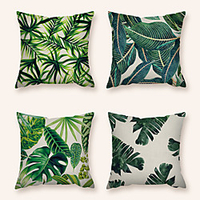 Cushion Cover 4PC Linen Soft Decorative Square Throw Pillow Cover Cushion Case Pillowcase for Sofa Bedroom 45 x 45 cm (18 x 18 Inch) Superior Quality Machine Washable