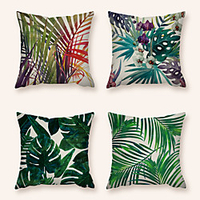 Cushion Cover 4PC Linen Soft Decorative Square Throw Pillow Cover Cushion Case Pillowcase for Sofa Bedroom 45 x 45 cm (18 x 18 Inch) Superior Quality Machine Washable