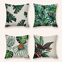 Cushion Cover 4PC Linen Soft Decorative Square Throw Pillow Cover Cushion Case Pillowcase for Sofa Bedroom 45 x 45 cm (18 x 18 Inch) Superior Quality Machine Washable