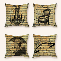 Cushion Cover 4PC Linen Soft Decorative Square Throw Pillow Cover Cushion Case Pillowcase for Sofa Bedroom 45 x 45 cm (18 x 18 Inch) Superior Quality Machine Washable