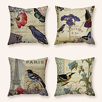 Cushion Cover 4PC Linen Soft Decorative Square Throw Pillow Cover Cushion Case Pillowcase for Sofa Bedroom 45 x 45 cm (18 x 18 Inch) Superior Quality Machine Washable