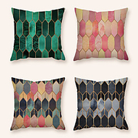 Cushion Cover 4PC Linen Soft Decorative Square Throw Pillow Cover Cushion Case Pillowcase for Sofa Bedroom 45 x 45 cm (18 x 18 Inch) Superior Quality Machine Washable