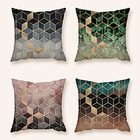 Cushion Cover 4PC Linen Soft Decorative Square Throw Pillow Cover Cushion Case Pillowcase for Sofa Bedroom 45 x 45 cm (18 x 18 Inch) Superior Quality Machine Washable