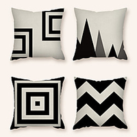 Cushion Cover 4PC Linen Soft Decorative Square Throw Pillow Cover Cushion Case Pillowcase for Sofa Bedroom 45 x 45 cm (18 x 18 Inch) Superior Quality Machine Washable
