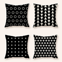 Cushion Cover 4PC Linen Soft Decorative Square Throw Pillow Cover Cushion Case Pillowcase for Sofa Bedroom 45 x 45 cm (18 x 18 Inch) Superior Quality Machine Washable