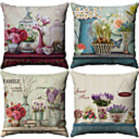 Cushion Cover 4PC Linen Soft Decorative Square Throw Pillow Cover Cushion Case Pillowcase for Sofa Bedroom 45 x 45 cm (18 x 18 Inch) Superior Quality Mashine Washable Pack of 4
