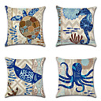 Cushion Cover 4PC Linen Soft Decorative Square Throw Pillow Cover Cushion Case Pillowcase for Sofa Bedroom 45 x 45 cm (18 x 18 Inch) Superior Quality Mashine Washable Pack of 4