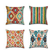 Cushion Cover 4PC Linen Soft Decorative Square Throw Pillow Cover Cushion Case Pillowcase for Sofa Bedroom 45 x 45 cm (18 x 18 Inch) Superior Quality Mashine Washable Pack of 4