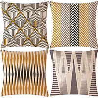 Cushion Cover 4PC Linen Soft Decorative Square Throw Pillow Cover Cushion Case Pillowcase for Sofa Bedroom 45 x 45 cm (18 x 18 Inch) Superior Quality Mashine Washable Pack of 4 miniinthebox