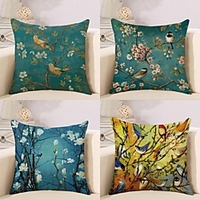 Cushion Cover 4PC Linen Soft Decorative Square Throw Pillow Cover Cushion Case Pillowcase for Sofa Bedroom 45 x 45 cm (18 x 18 Inch) Superior Quality Mashine Washable Pack of 4 miniinthebox