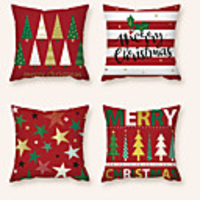 Cushion Cover 4PCS Christmas Party Decoration Christmas Gift Short Plush Soft Decorative Square Throw Pillow Cover Cushion Case Pillowcase for Sofa Bedroom 45 x 45 cm (18 x 18 Inch) Superior Quality