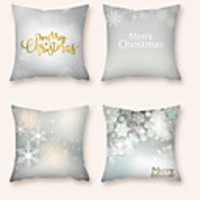 Cushion Cover 4PCS Christmas Party Decoration Christmas Gift Short Plush Soft Decorative Square Throw Pillow Cover Cushion Case Pillowcase for Sofa Bedroom 45 x 45 cm (18 x 18 Inch) Superior Quality