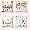 Cushion Cover 4PCS Christmas Party Decoration Christmas Gift Short Plush Soft Decorative Square Throw Pillow Cover Cushion Case Pillowcase for Sofa Bedroom 45 x 45 cm (18 x 18 Inch) Superior Quality