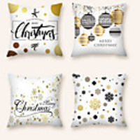 Cushion Cover 4PCS Christmas Party Decoration Christmas Gift Short Plush Soft Decorative Square Throw Pillow Cover Cushion Case Pillowcase for Sofa Bedroom 45 x 45 cm (18 x 18 Inch) Superior Quality