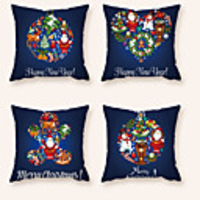 Cushion Cover 4PCS Christmas Party Decoration Christmas Gift Short Plush Soft Decorative Square Throw Pillow Cover Cushion Case Pillowcase for Sofa Bedroom 45 x 45 cm (18 x 18 Inch) Superior Quality