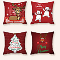 Cushion Cover 4PCS Christmas Party Decoration Christmas Gift Short Plush Soft Decorative Square Throw Pillow Cover Cushion Case Pillowcase for Sofa Bedroom 45 x 45 cm (18 x 18 Inch) Superior Quality