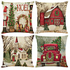 Cushion Cover 4PCS Christmas Party Decoration Gift Linen Soft Decorative Square Throw Pillow Cover Cushion Case Pillowcase for Sofa Bedroom 45 x 45 cm (18 x 18 Inch) Superior Quality Mashine Washable