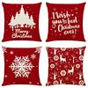 Cushion Cover 4PCS Christmas Party Decoration Gift Linen Soft Decorative Square Throw Pillow Cover Cushion Case Pillowcase for Sofa Bedroom 45 x 45 cm (18 x 18 Inch) Superior Quality Mashine Washable
