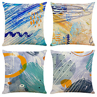 Cushion Cover 4PCS Linen Soft Decorative Square Throw Pillow Cover Cushion Case Pillowcase for Sofa Bedroom 45 x 45 cm (18 x 18 Inch) Superior Quality Machine Washable