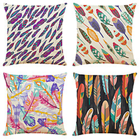 Cushion Cover 4PCS Linen Soft Decorative Square Throw Pillow Cover Cushion Case Pillowcase for Sofa Bedroom 45 x 45 cm (18 x 18 Inch) Superior Quality Machine Washable