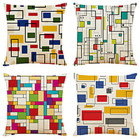 Cushion Cover 4PCS Linen Soft Decorative Square Throw Pillow Cover Cushion Case Pillowcase for Sofa Bedroom 45 x 45 cm (18 x 18 Inch) Superior Quality Machine Washable