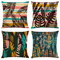Cushion Cover 4PCS Linen Soft Decorative Square Throw Pillow Cover Cushion Case Pillowcase for Sofa Bedroom 45 x 45 cm (18 x 18 Inch) Superior Quality Machine Washable