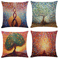 Cushion Cover 4PCS Linen Soft Decorative Square Throw Pillow Cover Cushion Case Pillowcase for Sofa Bedroom 45 x 45 cm (18 x 18 Inch) Superior Quality Machine Washable