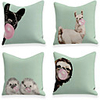 Cushion Cover 4PCS Linen Soft Decorative Square Throw Pillow Cover Cushion Case Pillowcase for Sofa Bedroom 45 x 45 cm (18 x 18 Inch) Superior Quality Mashine Washable Animal Dog Alpaca Hedgehog Sloth