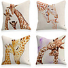 Cushion Cover 4PCS Linen Soft Decorative Square Throw Pillow Cover Cushion Case Pillowcase for Sofa Bedroom 45 x 45 cm (18 x 18 Inch) Superior Quality Mashine Washable Animal Giraffe