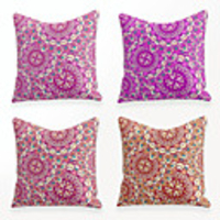 Cushion Cover 4PCS Linen Soft Decorative Square Throw Pillow Cover Cushion Case Pillowcase for Sofa Bedroom 45 x 45 cm (18 x 18 Inch) Superior Quality Mashine Washable Beauty Floral
