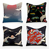 Cushion Cover 4PCS Linen Soft Decorative Square Throw Pillow Cover Cushion Case Pillowcase for Sofa Bedroom 45 x 45 cm (18 x 18 Inch) Superior Quality Mashine Washable Chinese Style Clouds