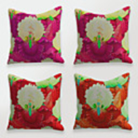 Cushion Cover 4PCS Linen Soft Decorative Square Throw Pillow Cover Cushion Case Pillowcase for Sofa Bedroom 45 x 45 cm (18 x 18 Inch) Superior Quality Mashine Washable Chinese Style Red Purple