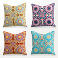 Cushion Cover 4PCS Linen Soft Decorative Square Throw Pillow Cover Cushion Case Pillowcase for Sofa Bedroom 45 x 45 cm (18 x 18 Inch) Superior Quality Mashine Washable Colorful Floral
