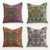 Cushion Cover 4PCS Linen Soft Decorative Square Throw Pillow Cover Cushion Case Pillowcase for Sofa Bedroom 45 x 45 cm (18 x 18 Inch) Superior Quality Mashine Washable Colorful Floral Print