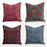 Cushion Cover 4PCS Linen Soft Decorative Square Throw Pillow Cover Cushion Case Pillowcase for Sofa Bedroom 45 x 45 cm (18 x 18 Inch) Superior Quality Mashine Washable Colorful Floral Print