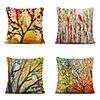 Cushion Cover 4PCS Linen Soft Decorative Square Throw Pillow Cover Cushion Case Pillowcase for Sofa Bedroom 45 x 45 cm (18 x 18 Inch) Superior Quality Mashine Washable Colorful Trees Pattern