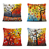 Cushion Cover 4PCS Linen Soft Decorative Square Throw Pillow Cover Cushion Case Pillowcase for Sofa Bedroom 45 x 45 cm (18 x 18 Inch) Superior Quality Mashine Washable Colorful Trees Pattern