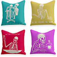 Cushion Cover 4PCS Linen Soft Decorative Square Throw Pillow Cover Cushion Case Pillowcase for Sofa Bedroom 45 x 45 cm (18 x 18 Inch) Superior Quality Mashine Washable Skeleton