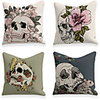 Cushion Cover 4PCS Linen Soft Decorative Square Throw Pillow Cover Cushion Case Pillowcase for Sofa Bedroom 45 x 45 cm (18 x 18 Inch) Superior Quality Mashine Washable Skull Flower