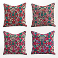 Cushion Cover 4PCS Linen Soft Decorative Square Throw Pillow Cover Cushion Case Pillowcase for Sofa Bedroom 45 x 45 cm (18 x 18 Inch) Superior Quality Mashine Washable Vintage Floral