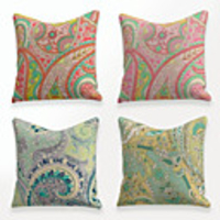 Cushion Cover 4PCS Linen Soft Decorative Square Throw Pillow Cover Cushion Case Pillowcase for Sofa Bedroom 45 x 45 cm (18 x 18 Inch) Superior Quality Mashine Washable Vintage Striped Floral