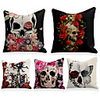 Cushion Cover 4PCS Linen Soft Decorative Square Throw Pillow Cover Cushion Case Pillowcasefor Sofa Bedroom 45 x 45 cm (18 x 18 Inch) Superior Quality Mashine Washable Skull Rose